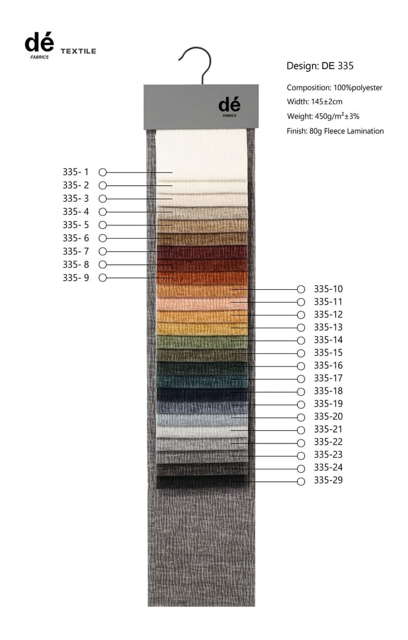dé colour card for DE335