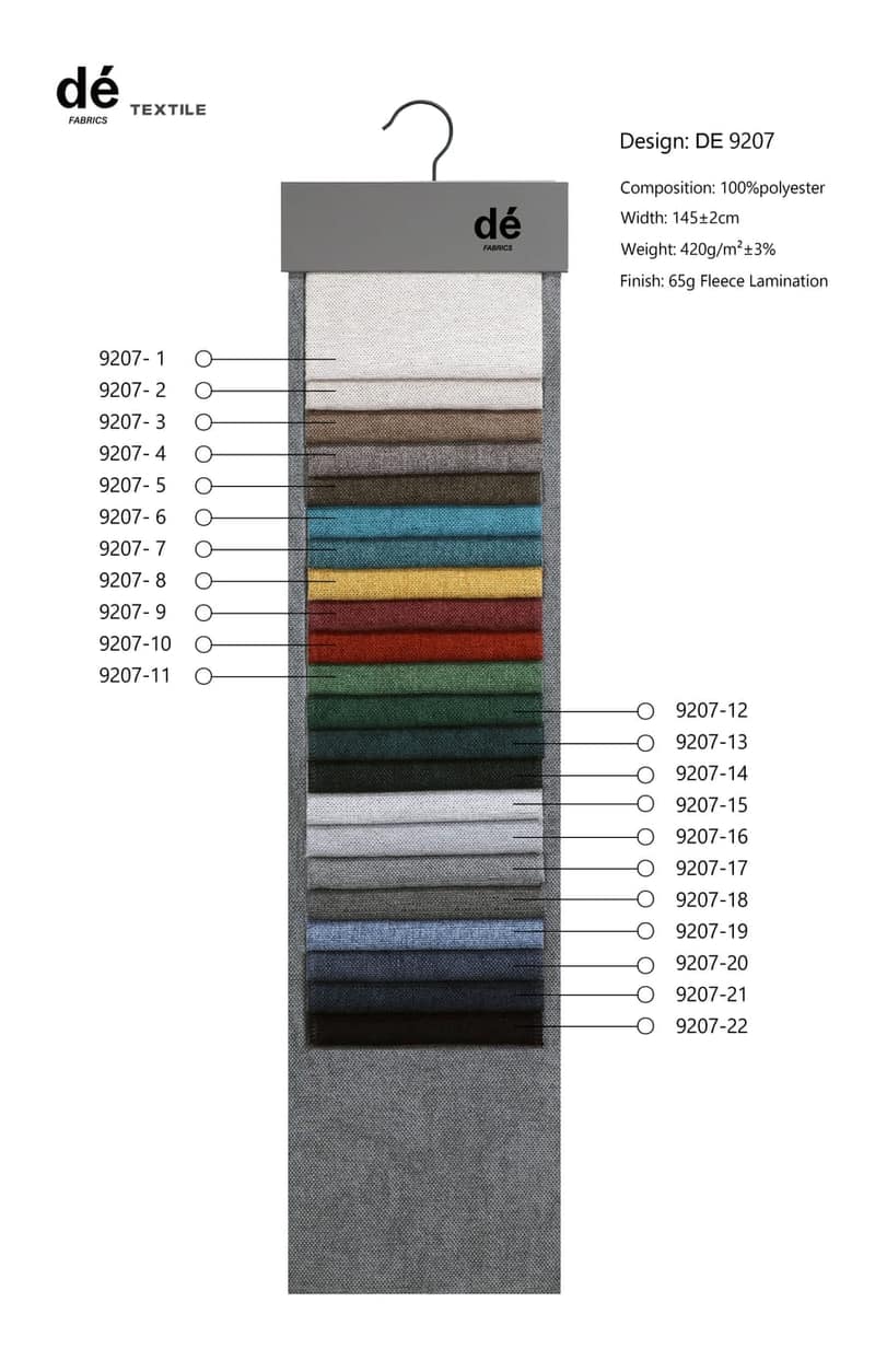 dé colour card for DE9207